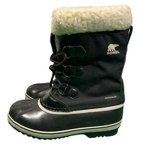 SOREL Waterproof Insulated Winter Snow Boots Women's Size 5 Black & White Used